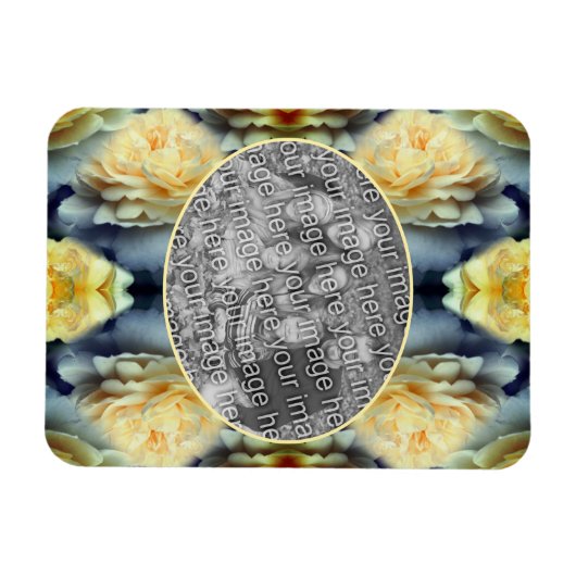 Gelbe Rosenrahmen schaffen Ihr eigenes Foto Magnet (Horizontal)