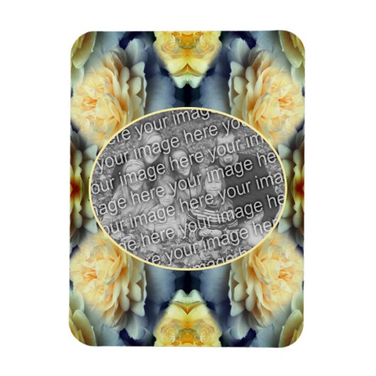 Gelbe Rosenrahmen schaffen Ihr eigenes Foto Magnet (Vertikal)