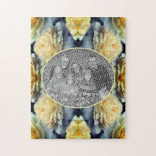 Gelbe Rosenrahmen schaffen Ihr eigenes Foto Puzzle (Vertikal)