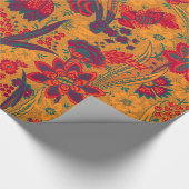 GELBE, ROTE BLAUE WILD BLUME TULIPS,BLÄTTER BLÜGEL GESCHENKPAPIER (Ecke)