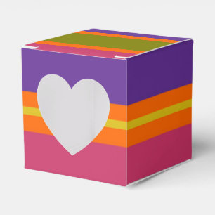 Gelbe, rote, grüne und Lila Streifen Geschenkschachtel