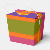 Gelbe, rote, grüne und Lila Streifen Geschenkschachtel (Rückseite)