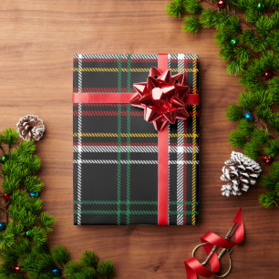 Gelbe, rote, grüne und weiße Karierte Schwarzgesch Geschenkpapier