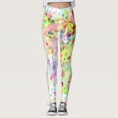 Gelbe, rote, Lila und rosafarbene Spritzer Leggings (Vorderseite)