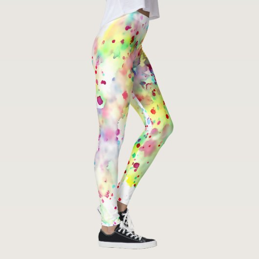 Gelbe, rote, Lila und rosafarbene Spritzer Leggings (Rechts)