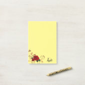 Gelbe Rote Rose nach der Veröffentlichung Post-it Klebezettel (Auf Schreibtisch)