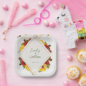 Gelbe Rote Rustikale Hübsche Wasserfarbenblütenhoc Pappteller (Party)