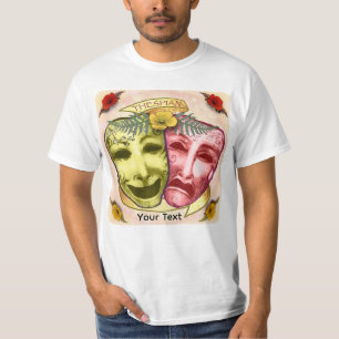 Gelbe rote Schauspielermasken T-Shirt