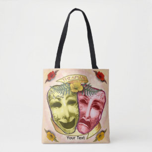 Gelbe rote Schauspielermasken Tasche