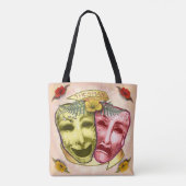 Gelbe rote Schauspielermasken Tasche (Rückseite)