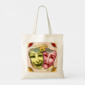 Gelbe rote Schauspielermasken Tragetasche (Rückseite)