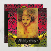 GELBE, ROTE, SCHWARZE DAMASK-MONOGRAMM EINLADUNG (Vorne/Hinten)