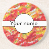 Gelbe rote Spritzer Sandstein Untersetzer (Vorne)