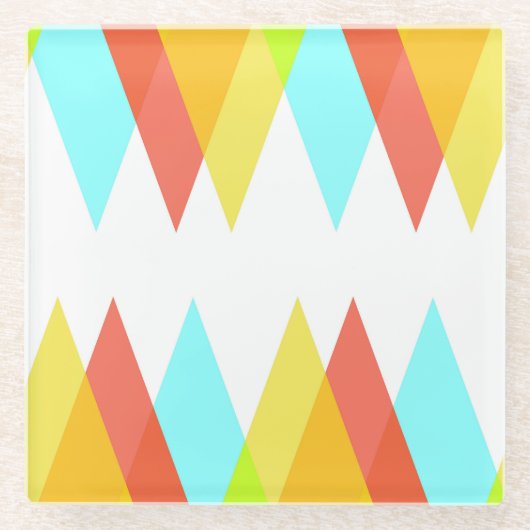 Gelbe, rote und kadettenblaue Dreiecke Glasuntersetzer (Vorderseite)