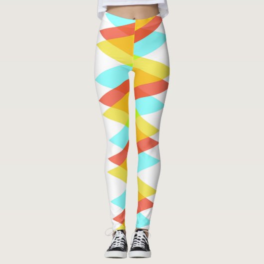 Gelbe, rote und kadettenblaue Dreiecke Leggings (Vorderseite)