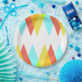 Gelbe, rote und kadettenblaue Dreiecke Pappteller (Party)