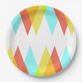 Gelbe, rote und kadettenblaue Dreiecke Pappteller