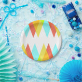 Gelbe, rote und kadettenblaue Dreiecke Pappteller (Party)