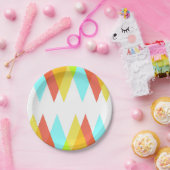 Gelbe, rote und kadettenblaue Dreiecke Pappteller (Party)