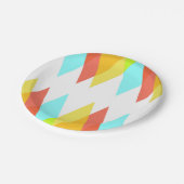 Gelbe, rote und kadettenblaue Dreiecke Pappteller (Schrägansicht)