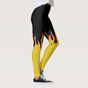 Gelbe, rote und schwarze Flammen Leggings