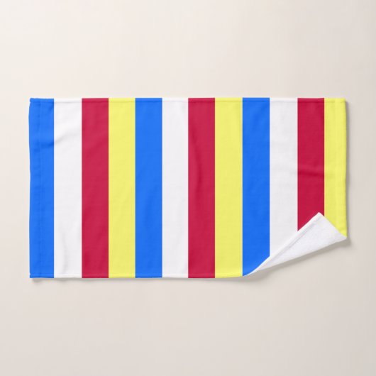 Gelbe, rote, weiße und blaue Streifen Badhandtuch Set (Handtuch)