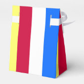 Gelbe, rote, weiße und blaue Streifen Geschenkschachtel (Rückseite)