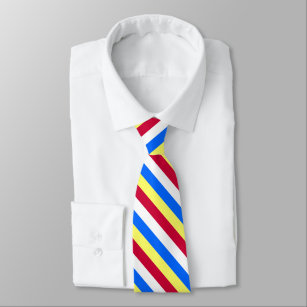 Gelbe, rote, weiße und blaue Streifen Krawatte
