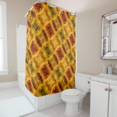 Gelbe rötliche Stücke und Formen Duschvorhang (Beispiel)