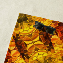 Gelbe rötliche Stücke und Formen Strandtuch