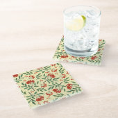 Gelbe Rowan Wasserfarbe Nahtloses Muster Glasuntersetzer (Schrägansicht)