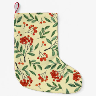 Gelbe Rowan Wasserfarbe Nahtloses Muster Kleiner Weihnachtsstrumpf