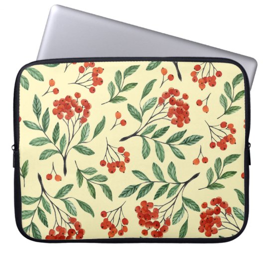 Gelbe Rowan Wasserfarbe Nahtloses Muster Laptopschutzhülle (Vorderseite)