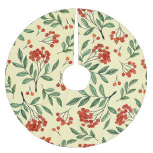 Gelbe Rowan Wasserfarbe Nahtloses Muster Polyester Weihnachtsbaumdecke