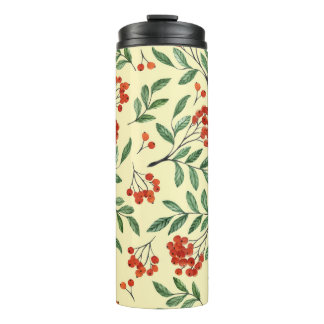 Gelbe Rowan Wasserfarbe Nahtloses Muster Thermosbecher