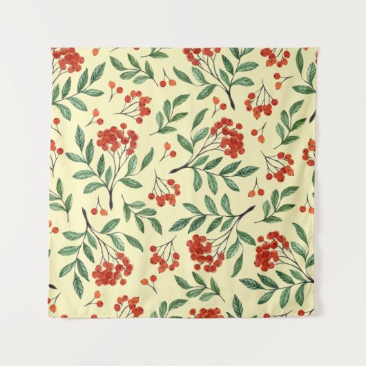 Gelbe Rowan Wasserfarbe Nahtloses Muster Wandteppich (Vorderseite)