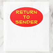 Gelbe Rückkehr zu Sender in Rot Ovaler Aufkleber (Tasche)