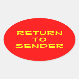 Gelbe Rückkehr zu Sender in Rot Ovaler Aufkleber