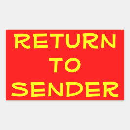 Gelbe Rückkehr zu Sender in Rot Rechteckiger Aufkleber