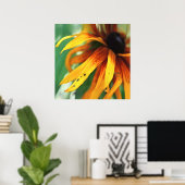 Gelbe Rudbeckia Blume Makro Abstrakt Poster (Heimbüro)
