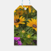 Gelbe Rudbeckia-Blume Rosa Phlox und Biene Geschenkanhänger (Rückseite)