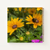 Gelbe Rudbeckia-Blume Rosa Phlox und Biene Notizblock (Rückseite)