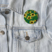 Gelbe Rudbekie auf dunkelgrün Button (Beispiel)