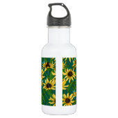 Gelbe Rudbekie auf dunkelgrün Edelstahlflasche (Rückseite)