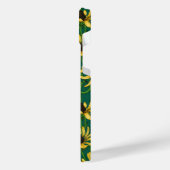 Gelbe Rudbekie auf dunkelgrün iPhone Hülle (Linke Seite)