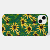 Gelbe Rudbekie auf dunkelgrün iPhone Hülle (Rückseite (Horizontal))