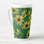 Gelbe Rudbekie auf dunkelgrün Milchtasse (Linke Ecke)