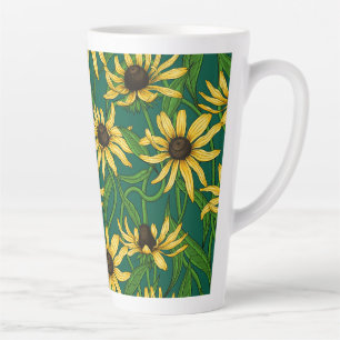Gelbe Rudbekie auf dunkelgrün Milchtasse