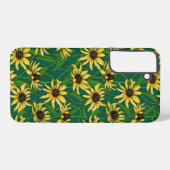 Gelbe Rudbekie auf dunkelgrün Samsung Galaxy Hülle (Rückseite (Horizontal))