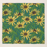 Gelbe Rudbekie auf dunkelgrün Schal<br><div class="desc">Handgemalt Vektormuster mit gelben rudbekischen Blume</div>